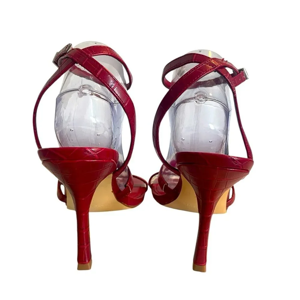 Marc Fisher Burgundy Red Strappy Heels,‎ Size 10